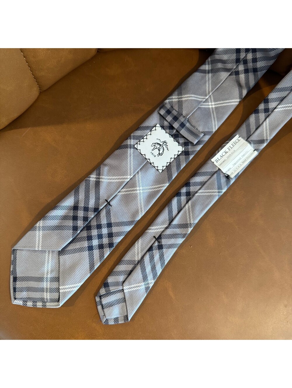 Brooks Brothers Black Fleece Thom Browne 100% Silk Gray Plaid Tie Made in USA